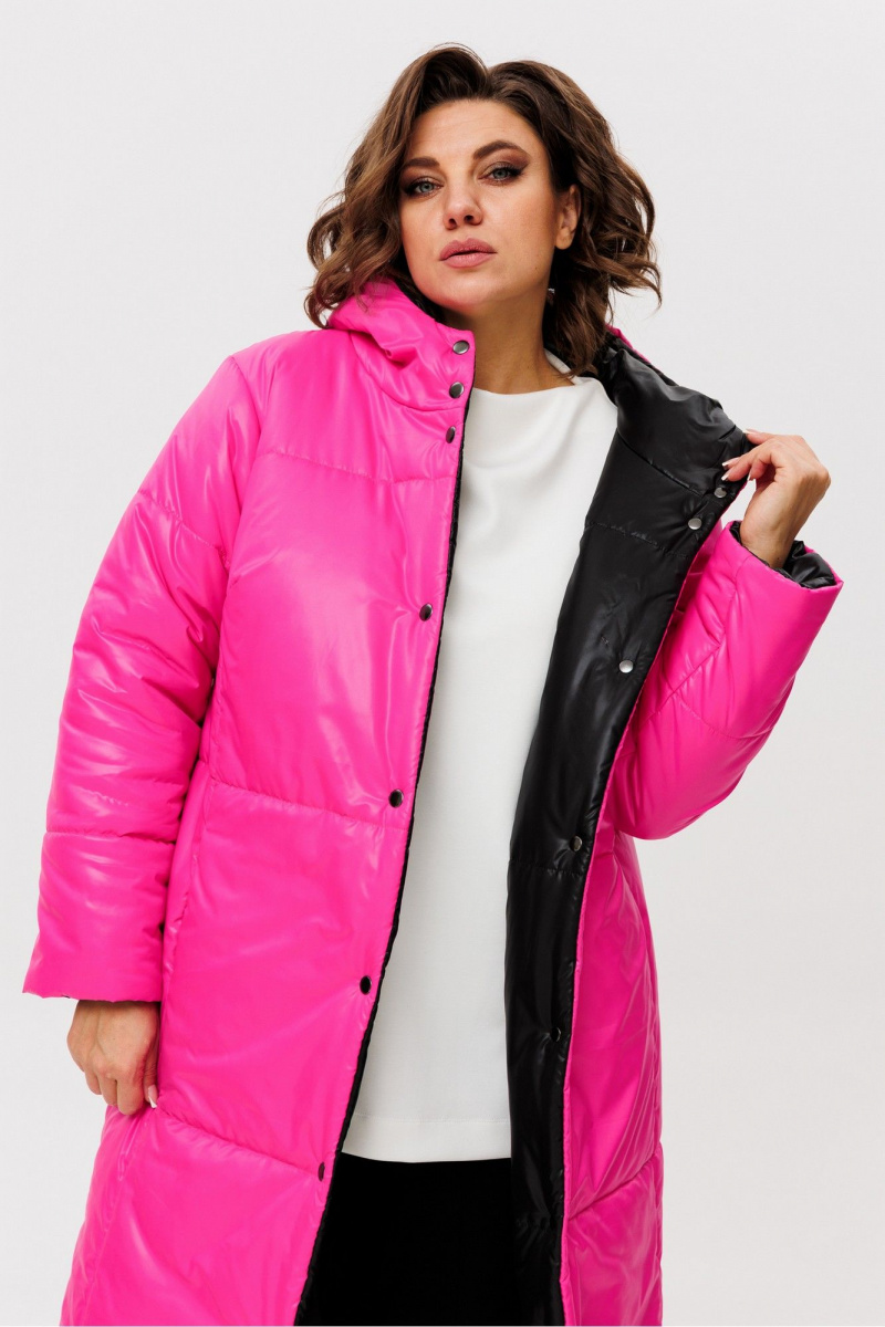 Женское пальто Rumoda 2236 розовый-черный