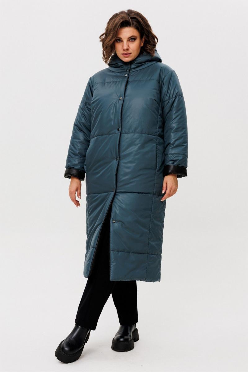 Женское пальто Rumoda 2236 зеленый-черный