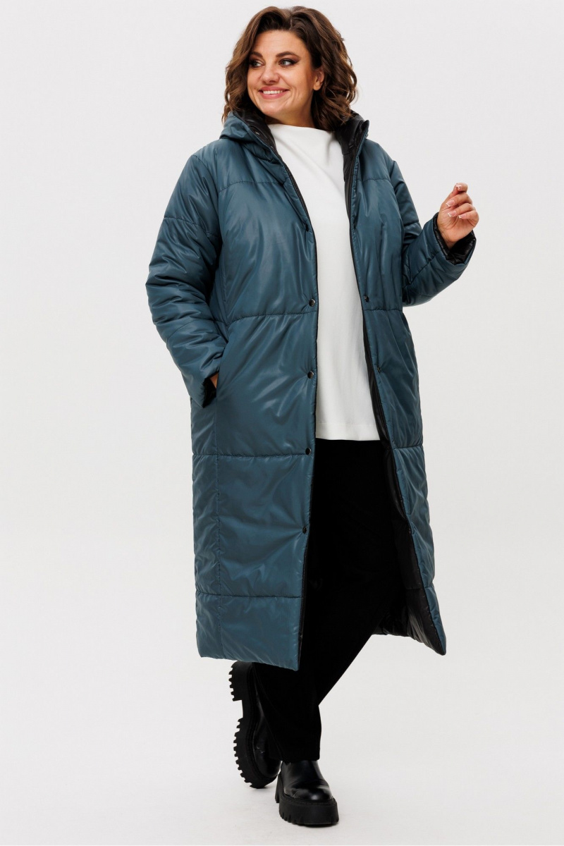 Женское пальто Rumoda 2236 зеленый-черный