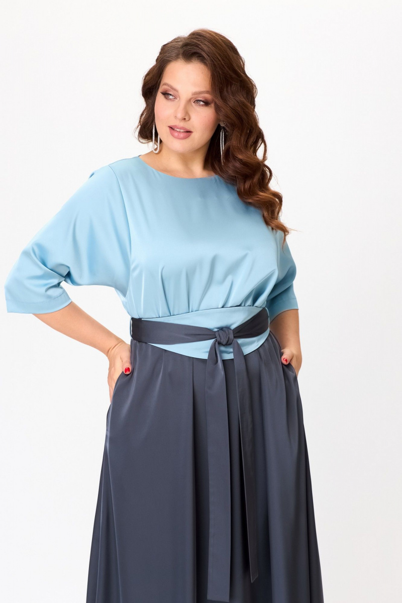 Платья ANASTASIA MAK 1229 голубой+графит