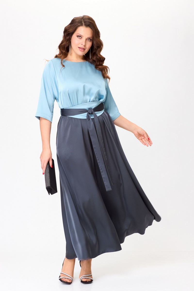 Платья ANASTASIA MAK 1229 голубой+графит