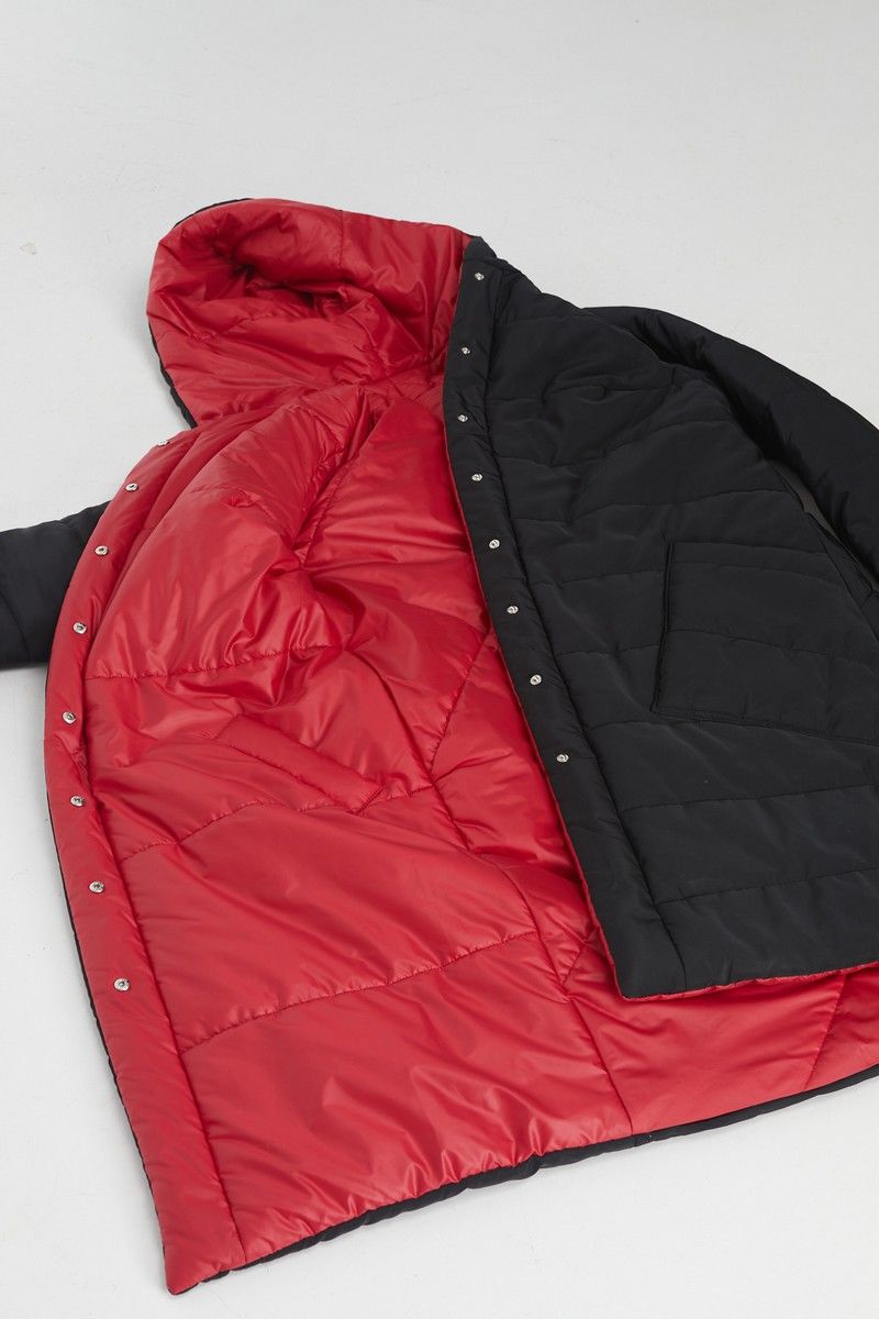 Женское пальто Pretty 1208 черный-красный