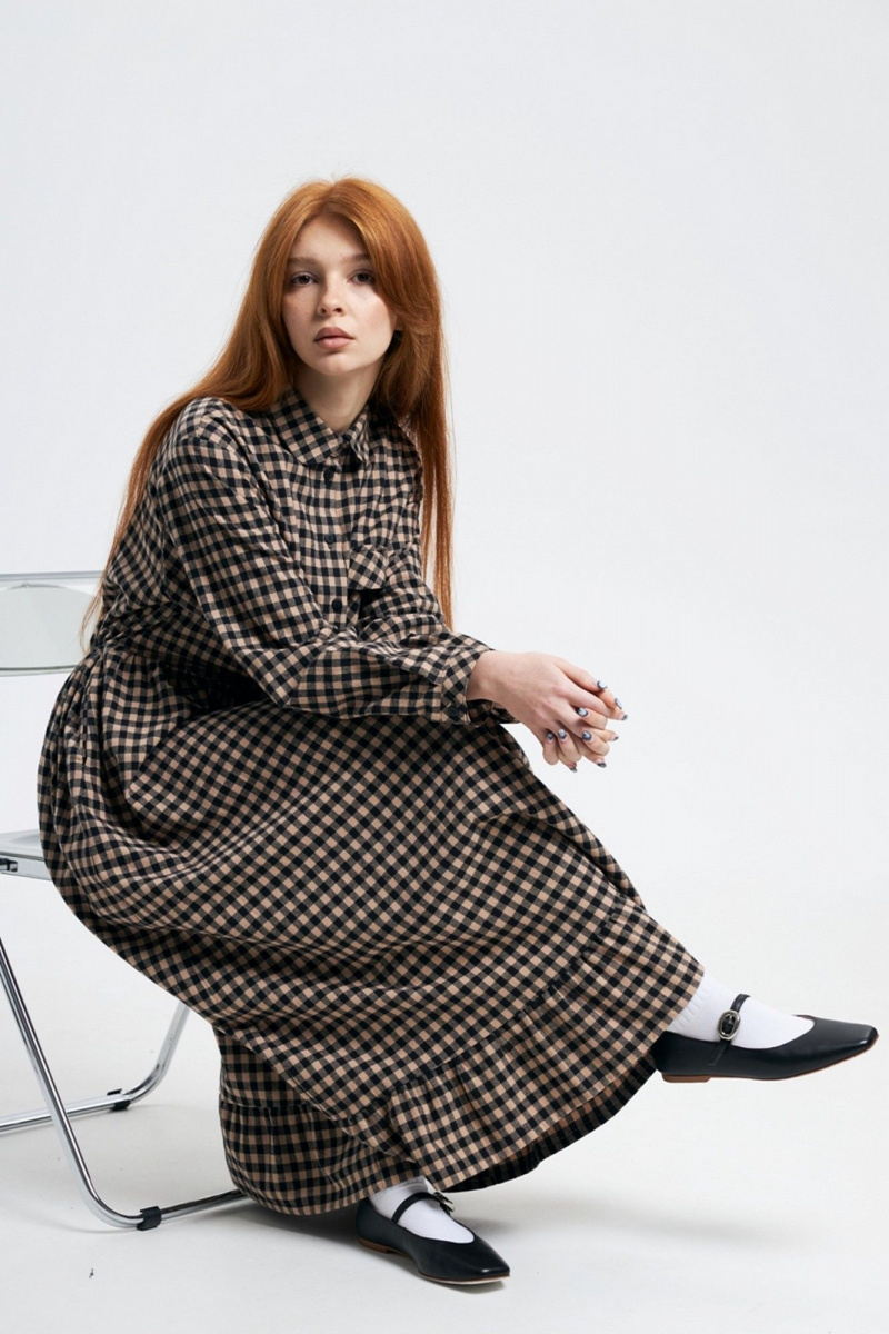 Платья Individual design 24241 клетка/бежевый