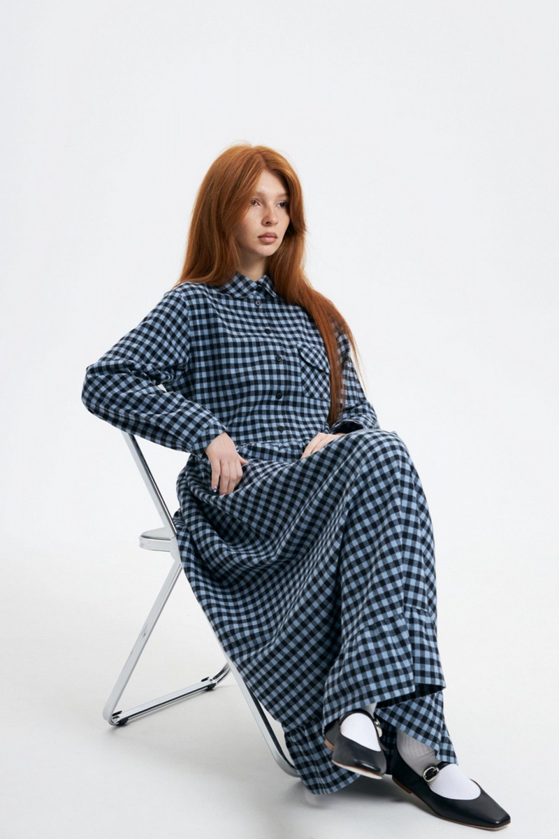 Платья Individual design 24241 клетка/голубой