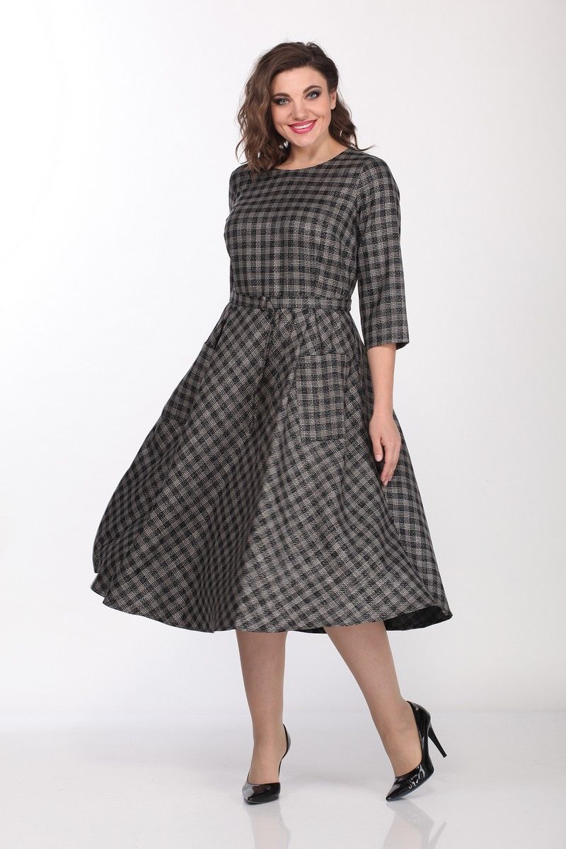 Платье Lady Style Classic 1270/13 серый-черный