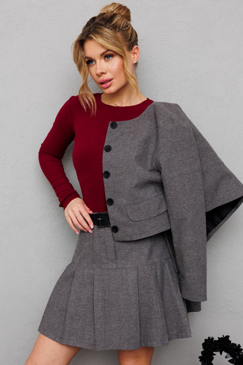 Юбочный костюм Marshop М168 серый