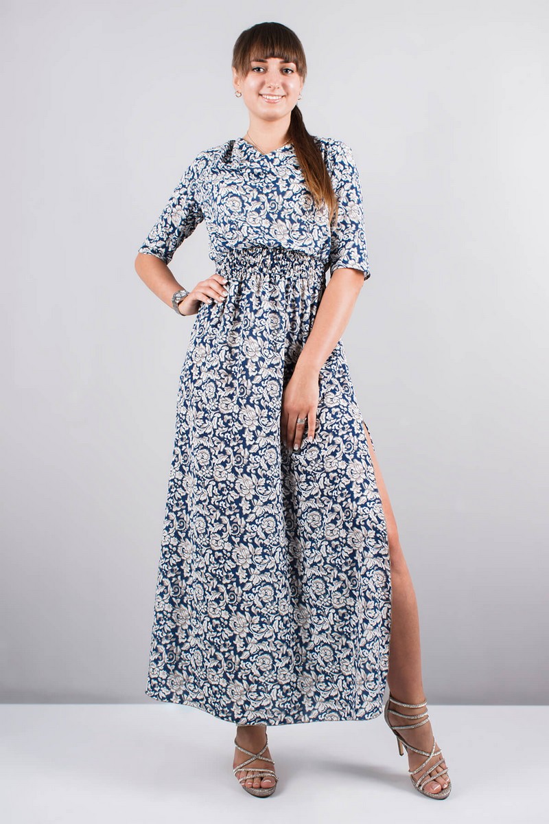 Платья Mita ЖМ946 синий+серый