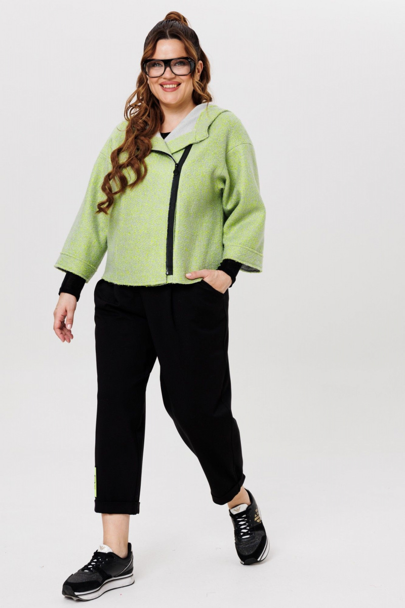 Брючный костюм Michel chic 1357/1 салатовый,черный