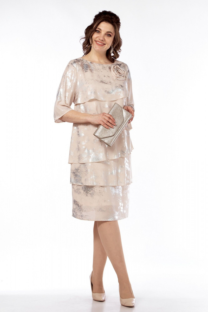 Платья Alani Collection 2310 беж+напыление