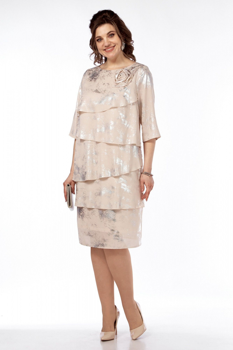 Платья Alani Collection 2310 беж+напыление