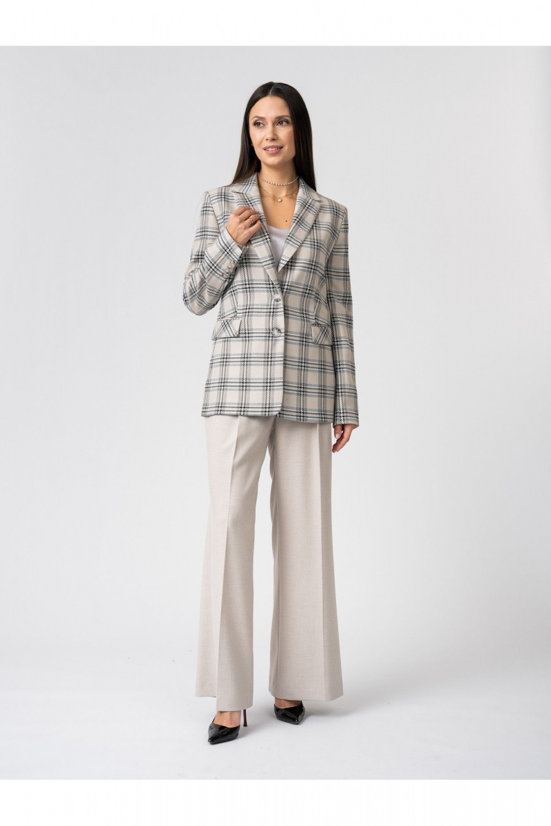 Жакеты FASHION CENTRE Пв-3884.164 бежевый_в_клетку