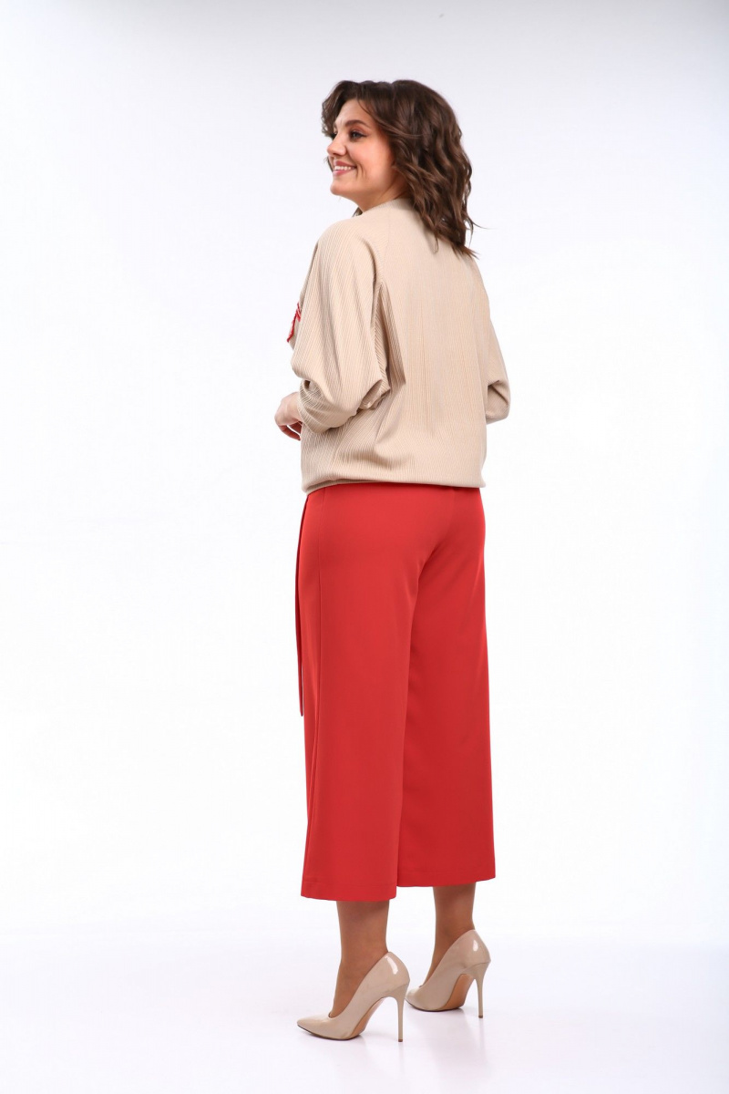 Брючный комплект Michel chic 1406 бежевый,красный