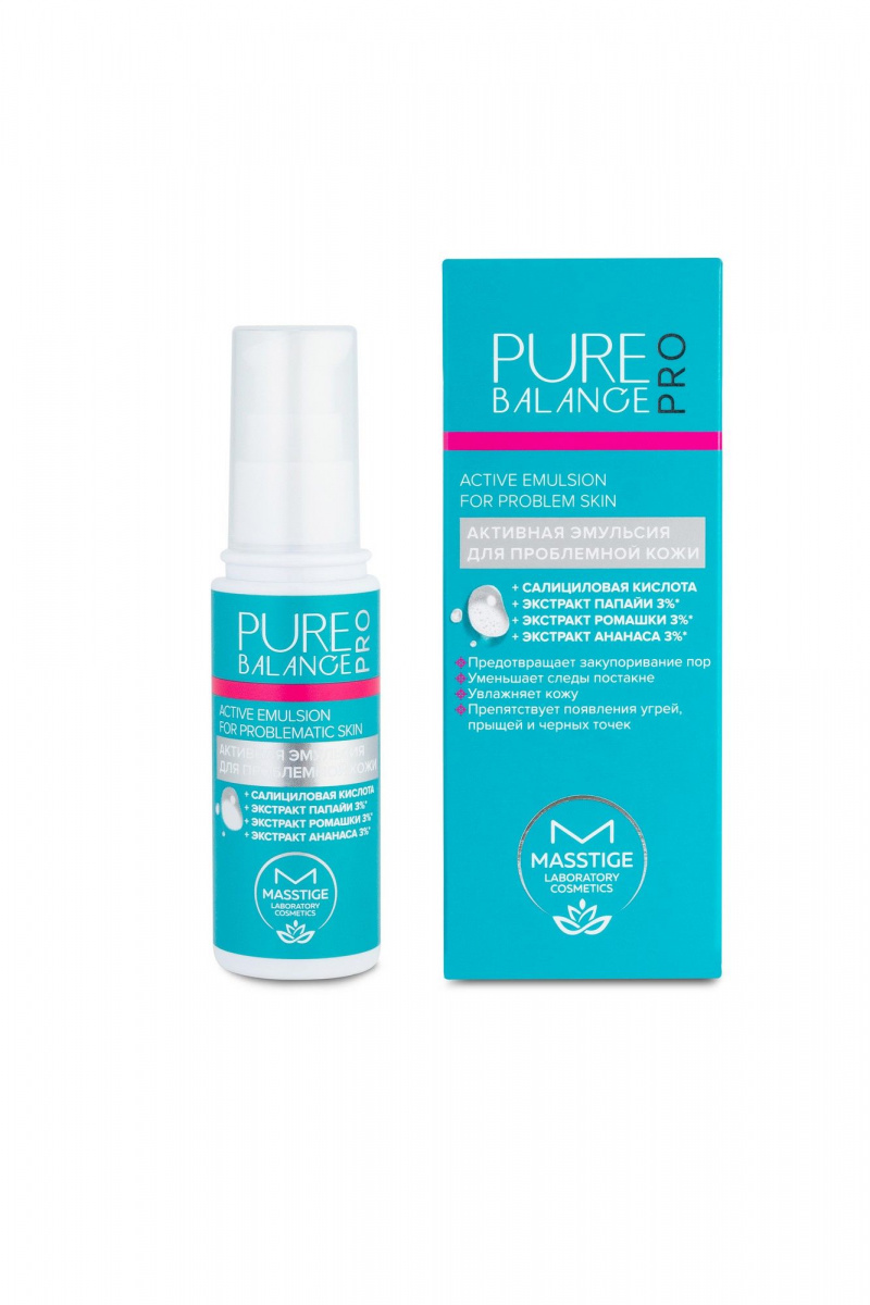 Кремы для лица Masstige PURE BALANCE PRO Активная эмульсия для проблемной кожи 50 мл