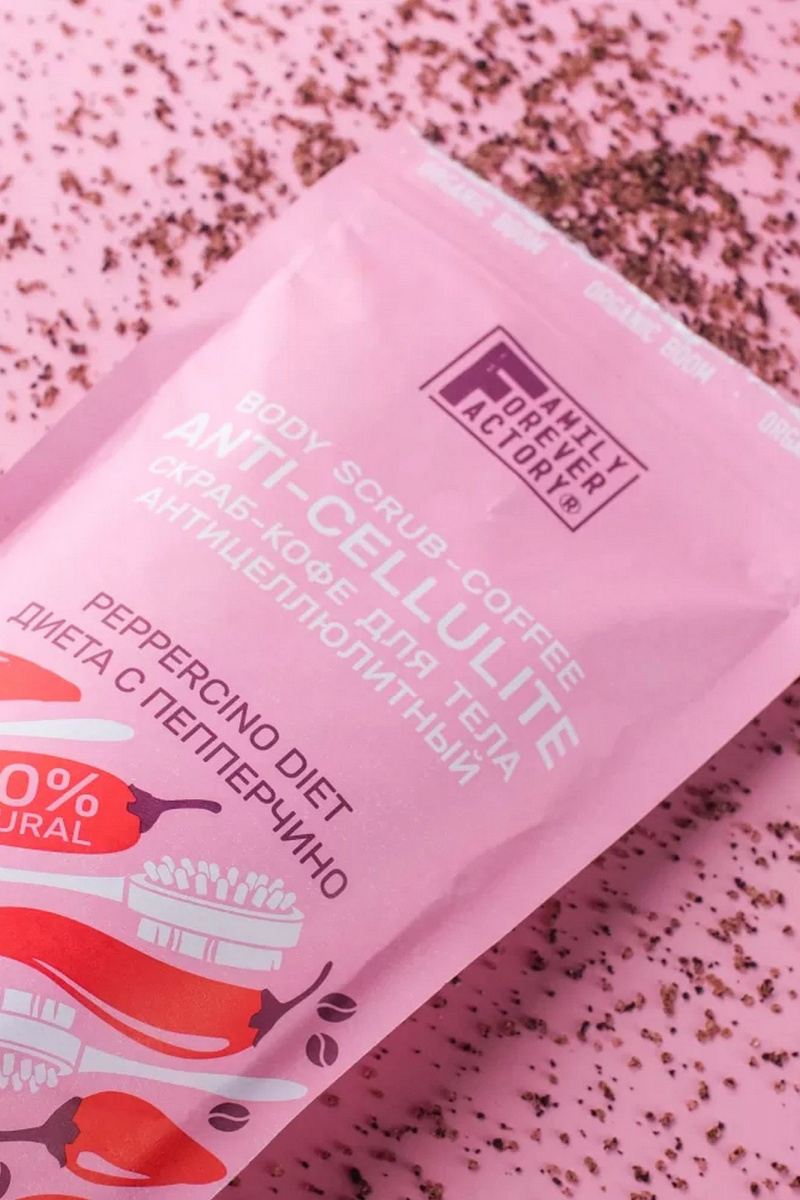 Скрабы и пилинги для тела FAMILY FOREVER FACTORY Organic Boom Скраб-кофе для тела "Диета с пепперчино", 200г