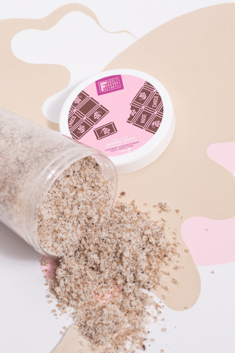 Пилинги и скрабы FAMILY FOREVER FACTORY Organic Boom Скраб-сода для лица "Розовый шокодозовый", 200г