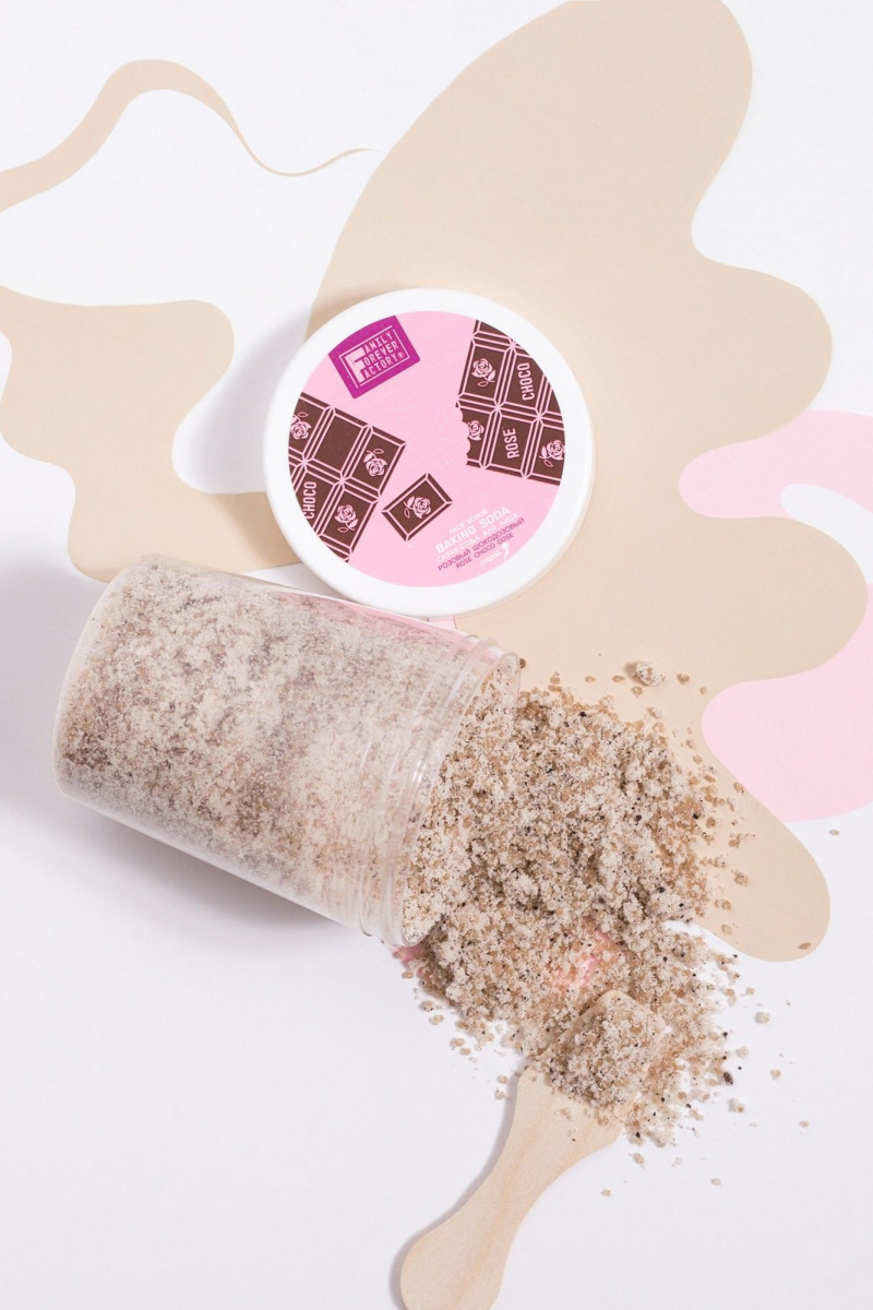 Пилинги и скрабы FAMILY FOREVER FACTORY Organic Boom Скраб-сода для лица "Розовый шокодозовый", 200г