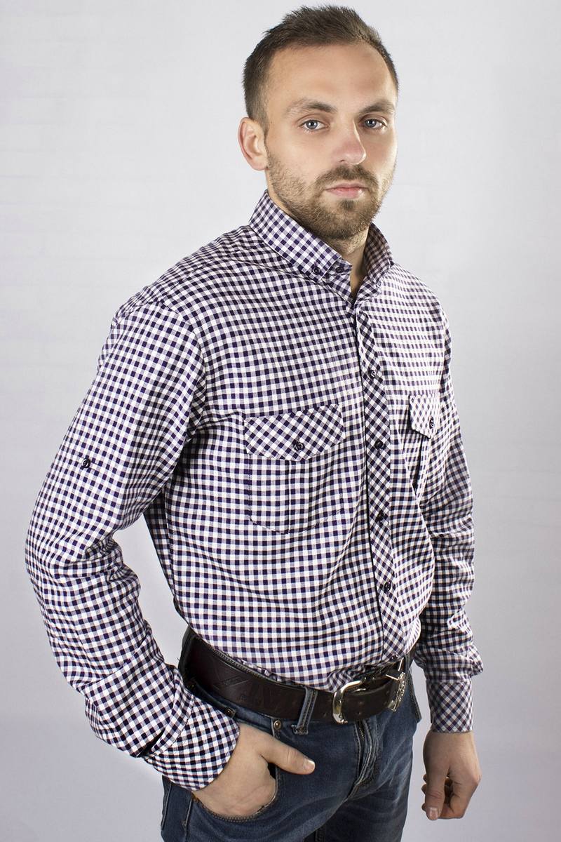 Рубашки с длинным рукавом Nadex 858014И_182 бело-фиолетовый