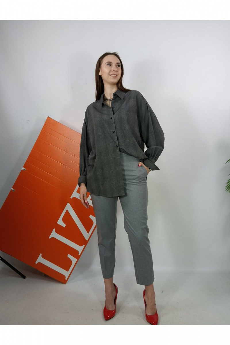 Рубашки LIZET М408 серый_мел_клетка