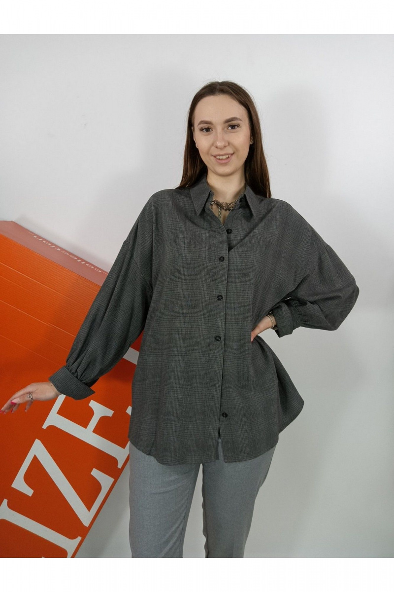 Рубашки LIZET М408 серый_мел_клетка
