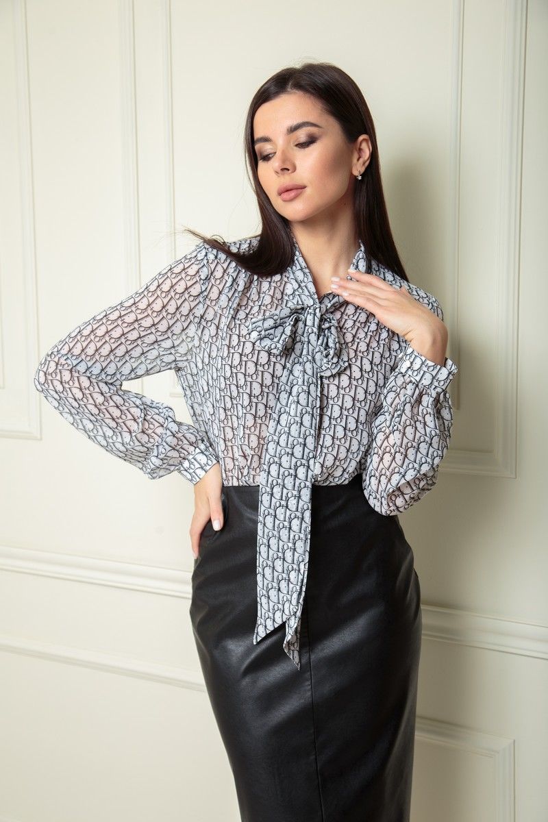 Блузы SandyNa 13822 Dior_дым