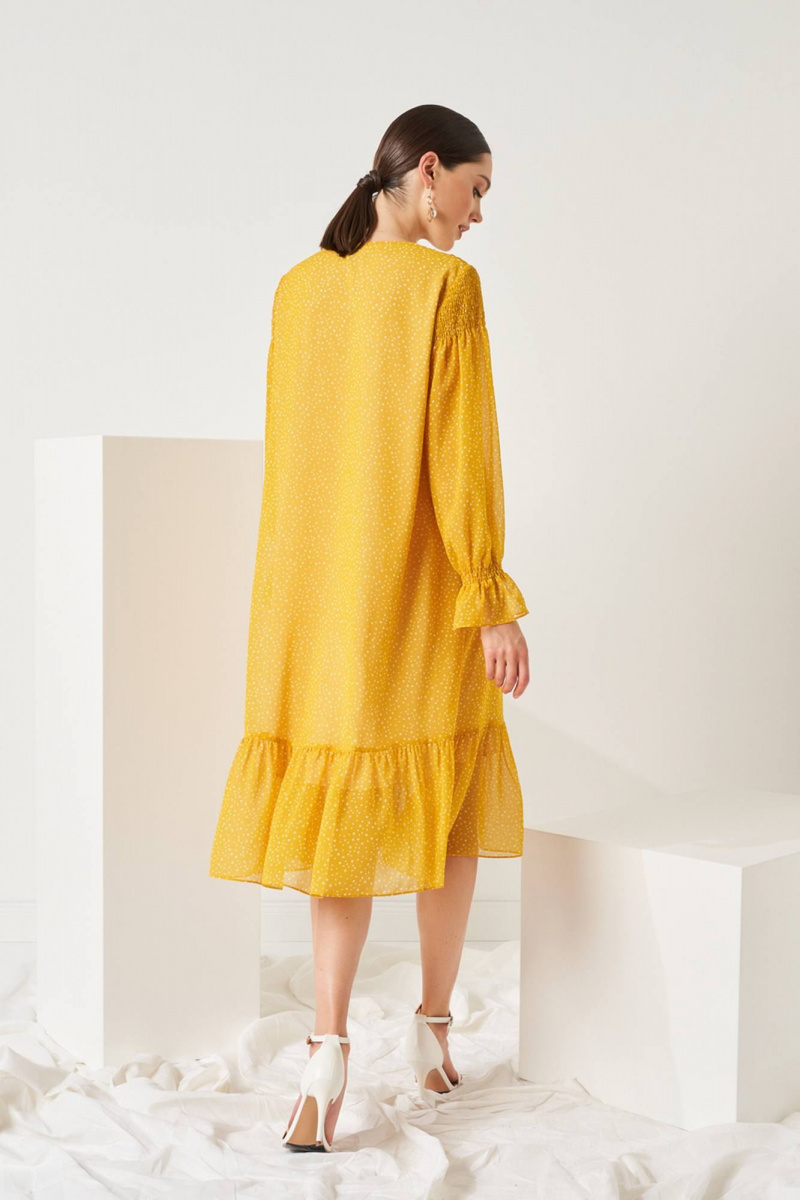 Платья Nelva 51486 горчично-желтый принт