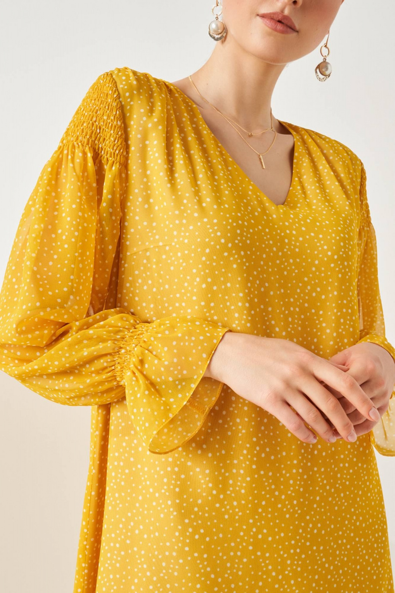 Платья Nelva 51486 горчично-желтый принт