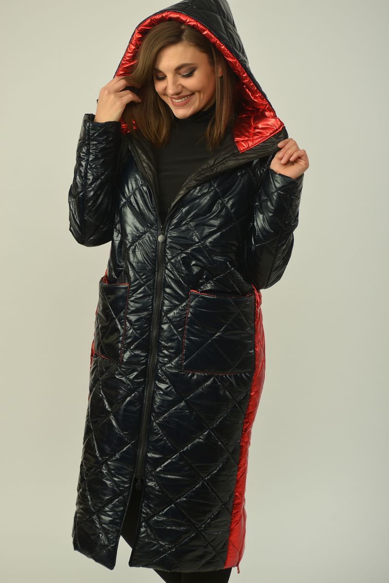 Женское пальто Диомант 1603 черный+красный