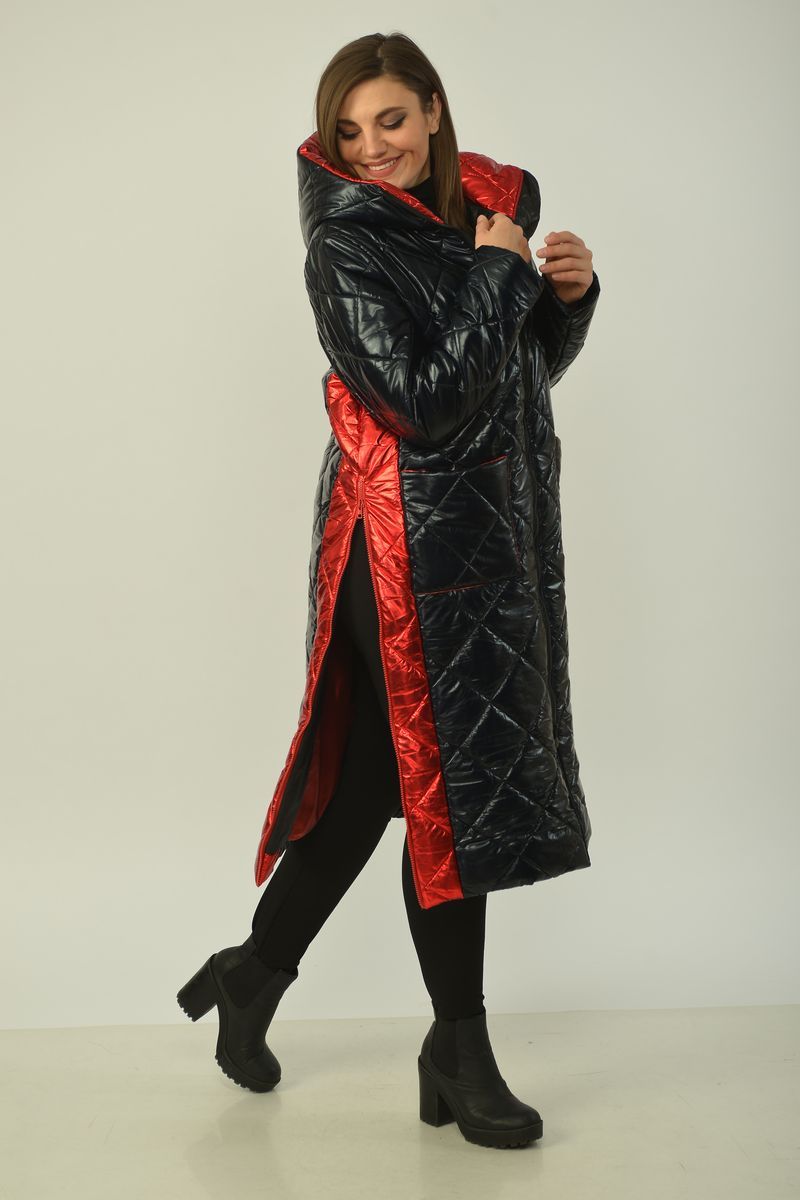 Женское пальто Диомант 1603 черный+красный