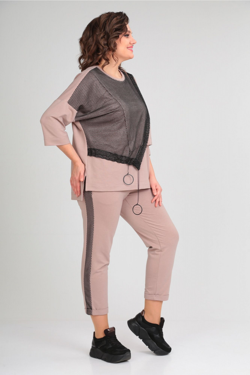 Брючный комплект Michel chic 1329/1 пудра-черный