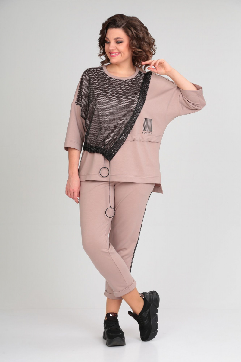 Брючный комплект Michel chic 1329/1 пудра-черный