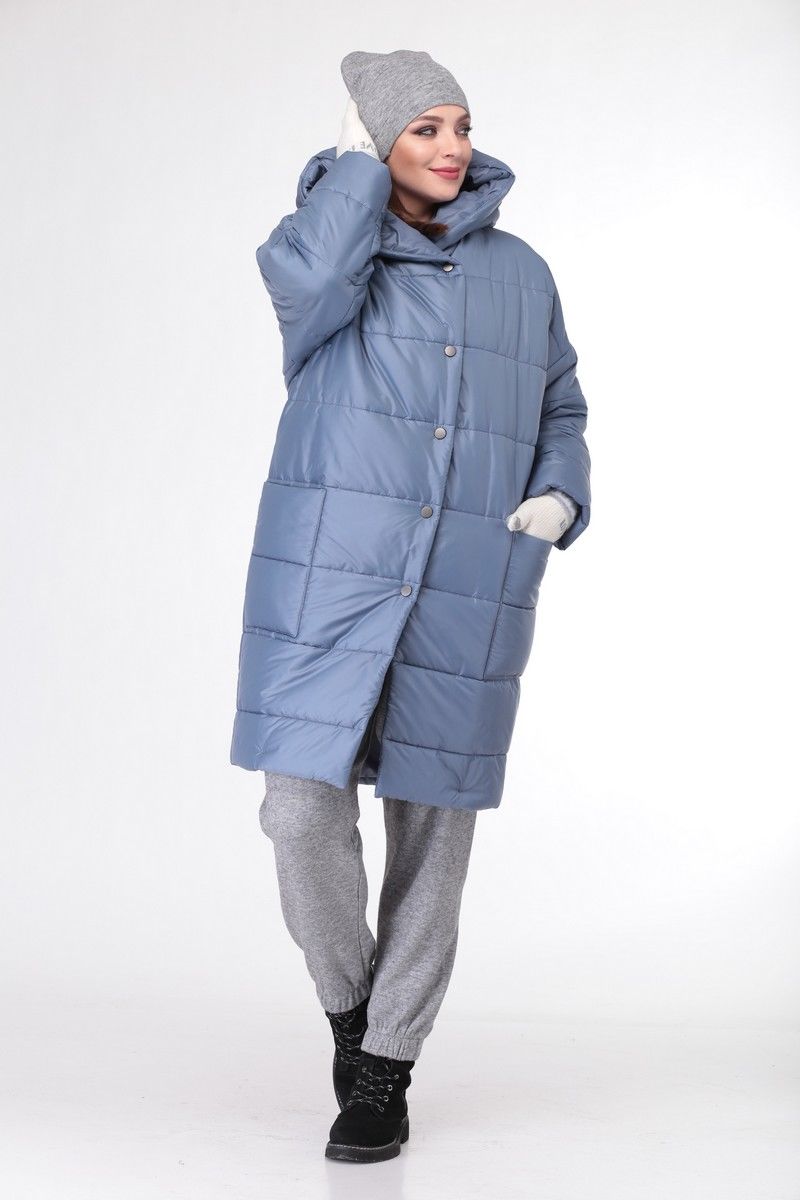 Женский комплект с пальто Deluizn 895 светло-синий-серый