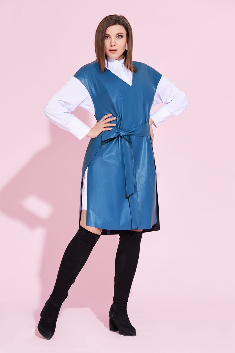 Комплект с блузой Милора-стиль 855 голубой