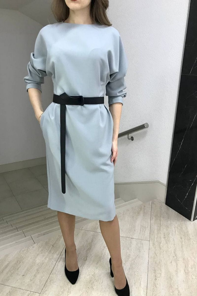 Платье с поясом YFS 0801-21 серый