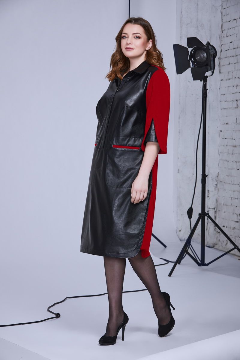 Платье Andrea Style 0339 черный+красный