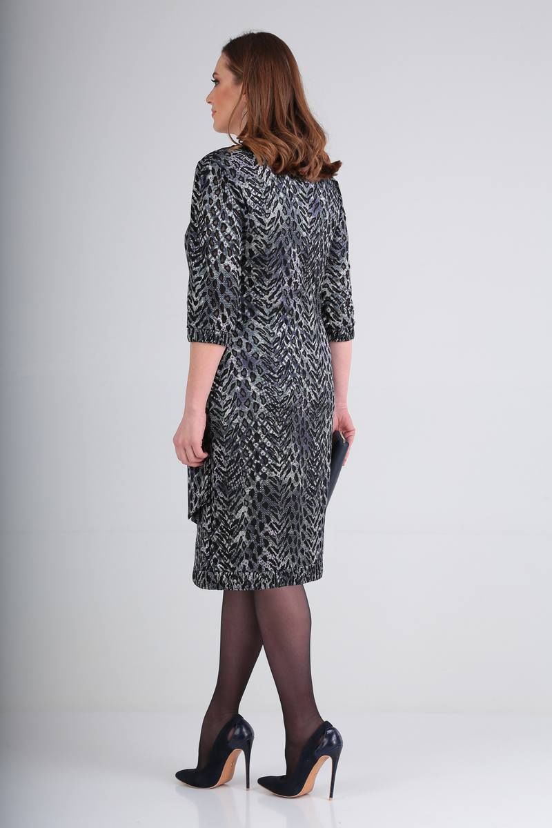 Платья Viola Style 0960 серо-сливовый_леопард