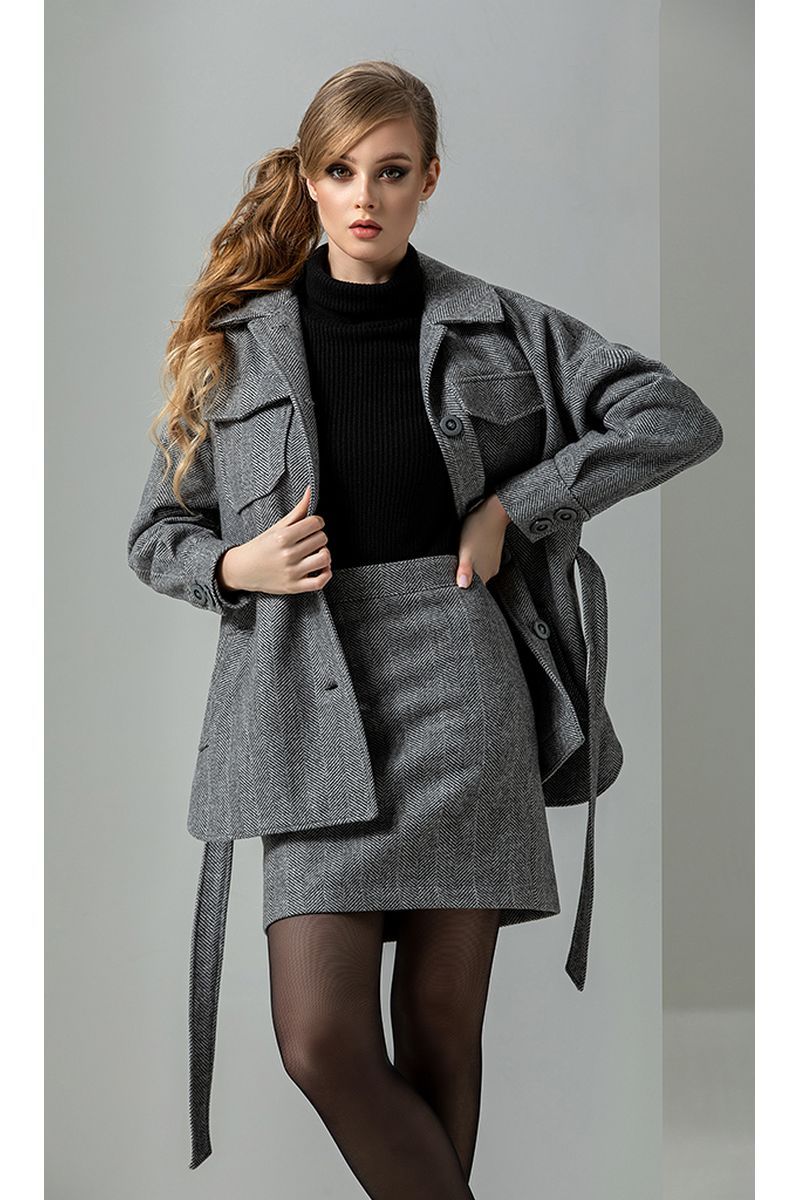 Женский комплект с пальто Diva 1266-1 серый