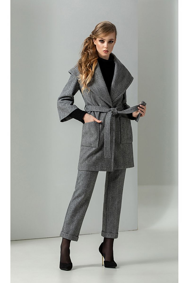 Женский комплект с пальто Diva 1271-1 серый