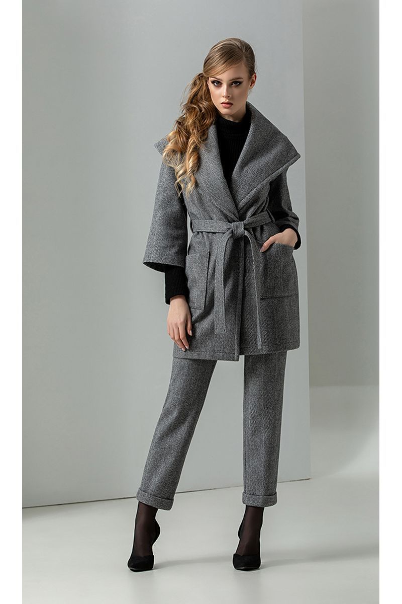 Женский комплект с пальто Diva 1272-1 серый