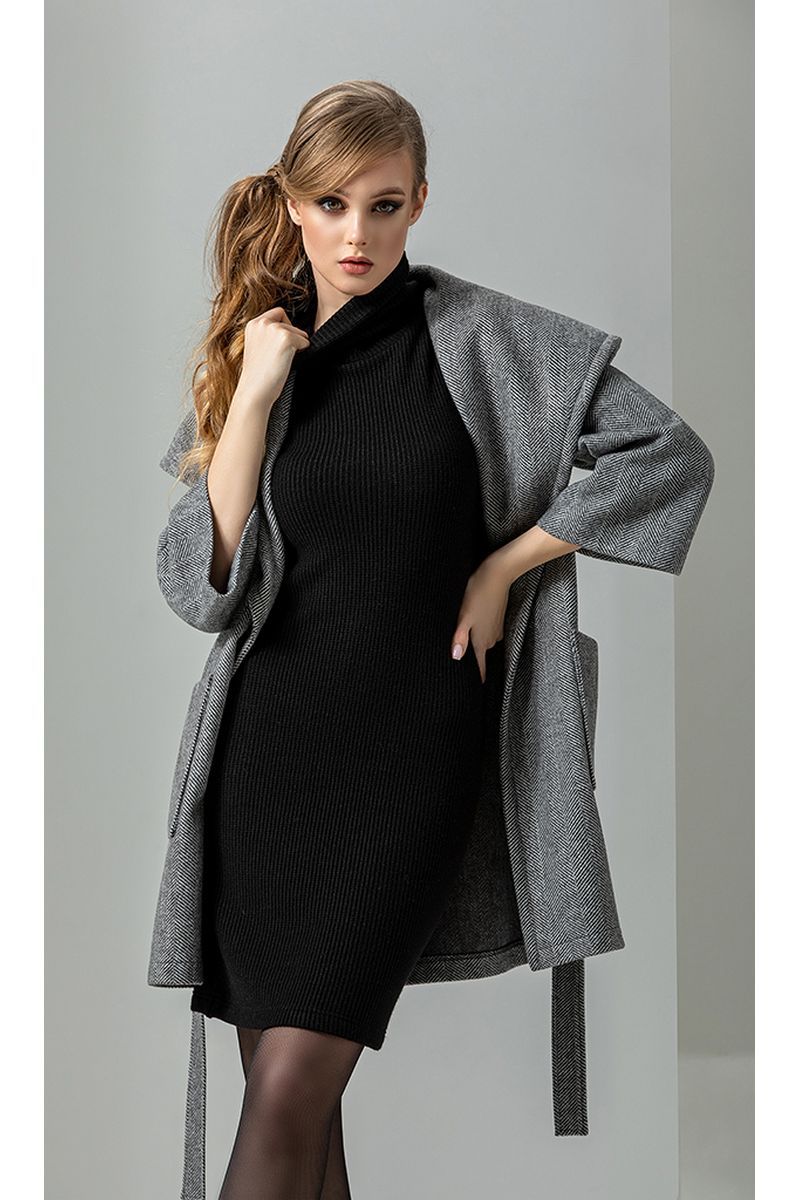 Женский комплект с пальто Diva 1273-1 серый+черный