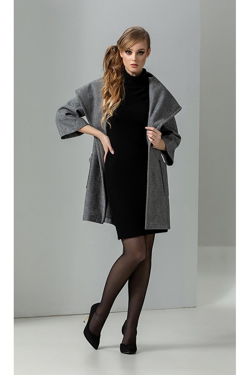 Женский комплект с пальто Diva 1273-1 серый+черный