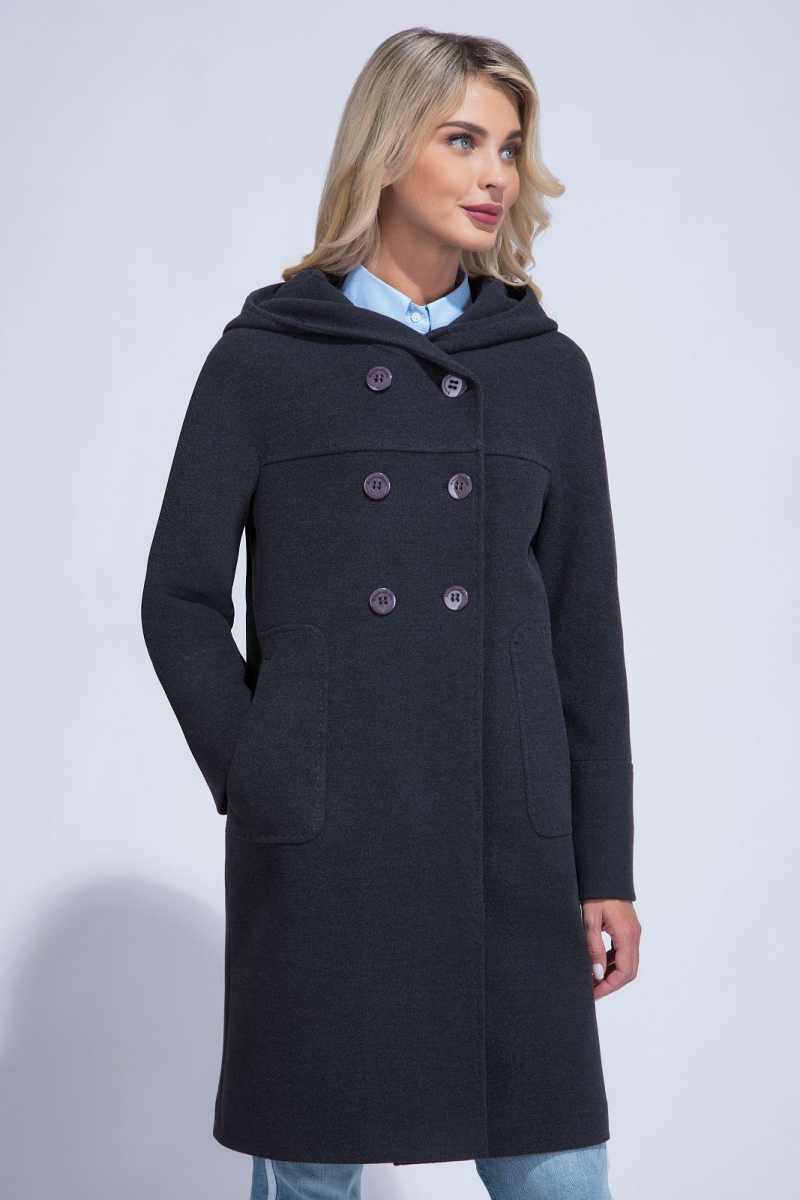 Женское пальто ElectraStyle 3-8153-128 черный меланж
