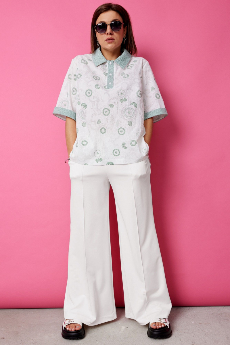 Блузы BegiModa 4132 шалфей_на_белом