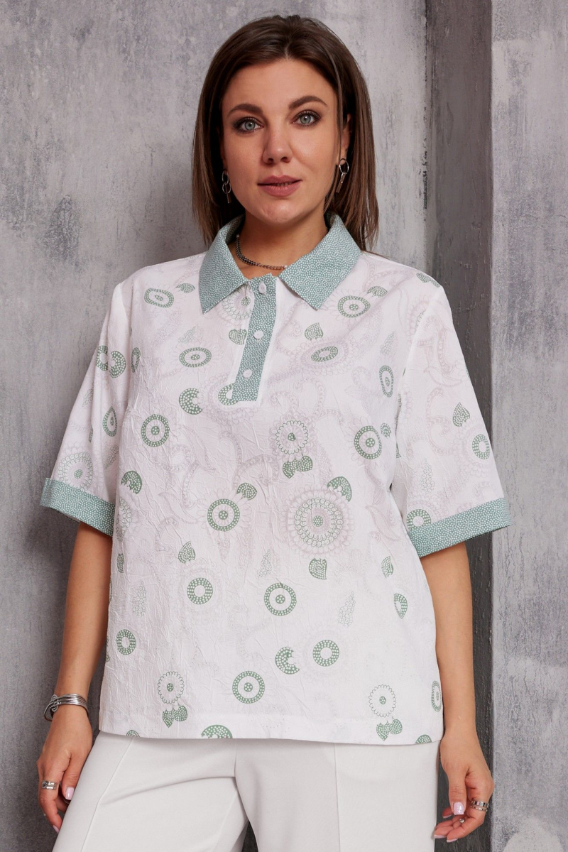 Блузы BegiModa 4132 шалфей_на_белом