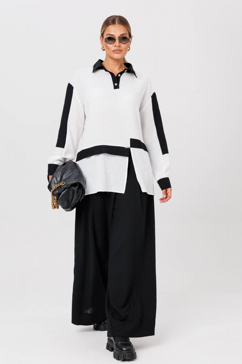 Брючный комплект Anastasia 1242 бело-черный