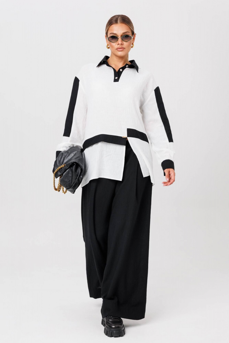 Брючный комплект Anastasia 1242 бело-черный