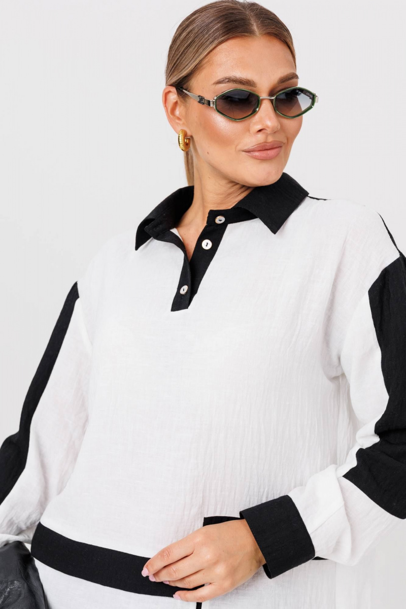 Брючный комплект Anastasia 1242 бело-черный