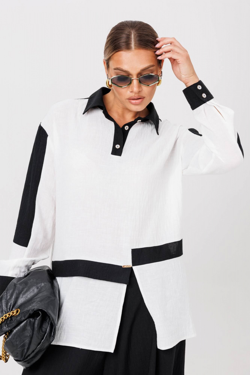 Брючный комплект Anastasia 1242 бело-черный