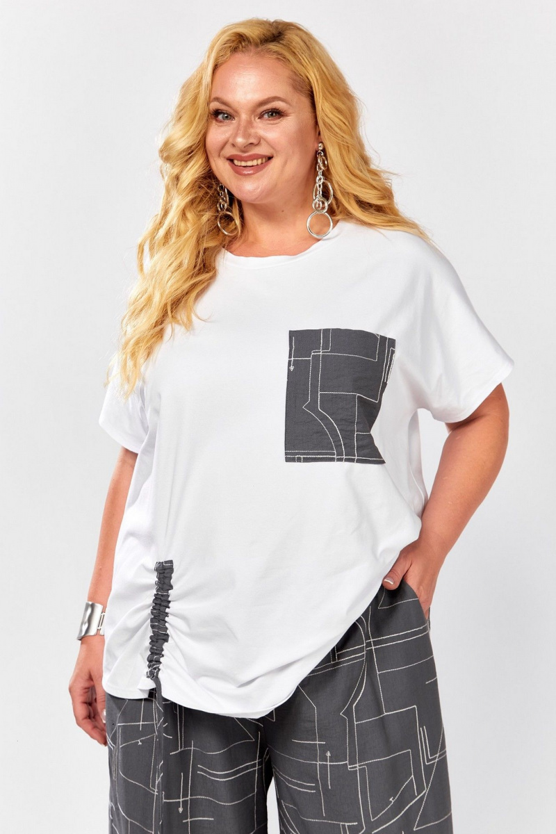 Брючный комплект Koketka i K 1297-1 серый+белый