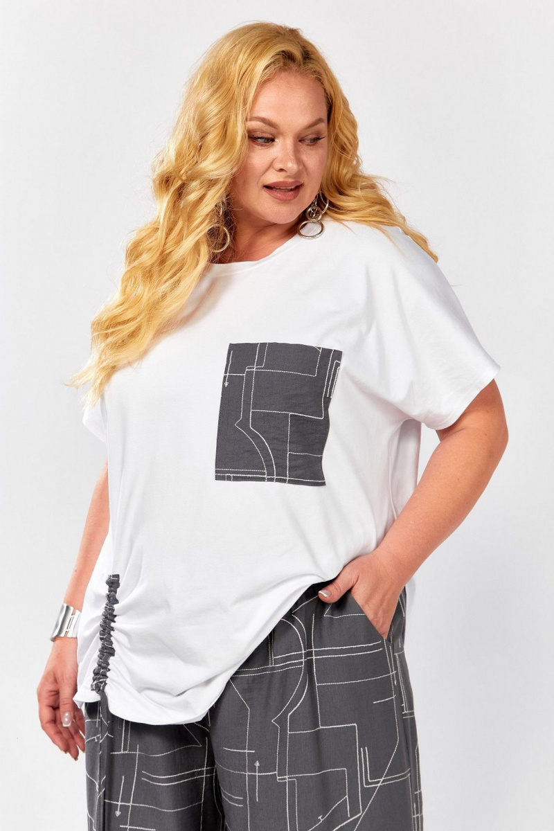 Брючный комплект Koketka i K 1297-1 серый+белый