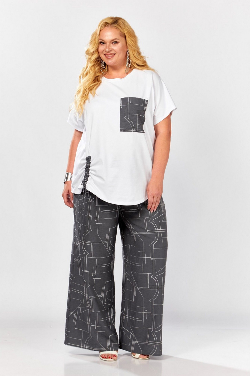 Брючный комплект Koketka i K 1297-1 серый+белый